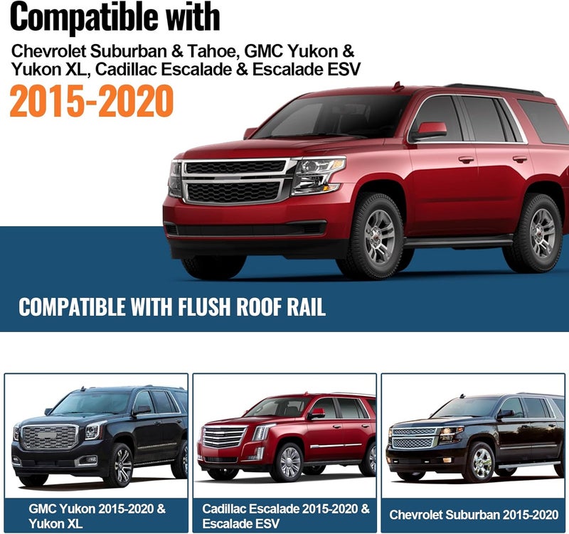 wonderdriver Heavy Duty 220lb Roof Rack Cross Bars Fit for GMC Yukon & Yukon XL, Chevy Suburban & Tahoe 2015-2020, Cadillac Escalade & Escalade ESV, Chevrolet Aluminum Crossbar Rooftop Cargo Carrier - Image 5